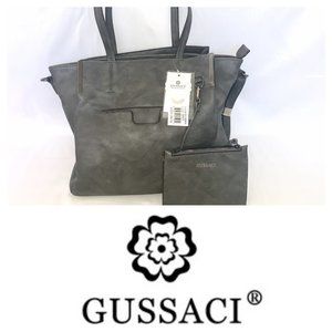 Gussaci Vegan Leather Gray Purse Shoulder Bag